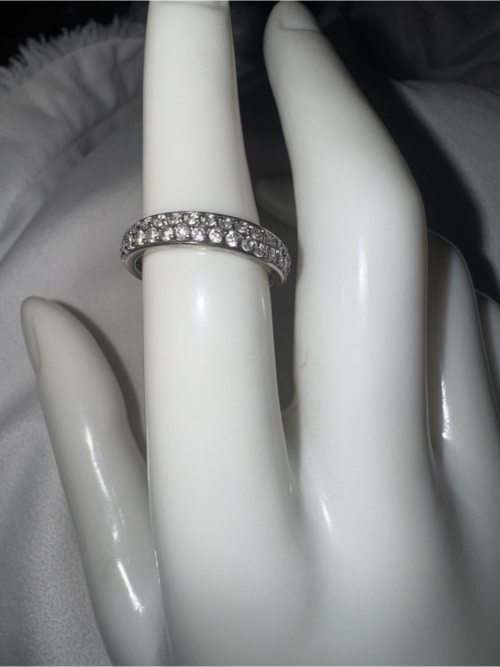 Vintage Sterling Micro Pave CZ Eternity Wedding Band, size 6